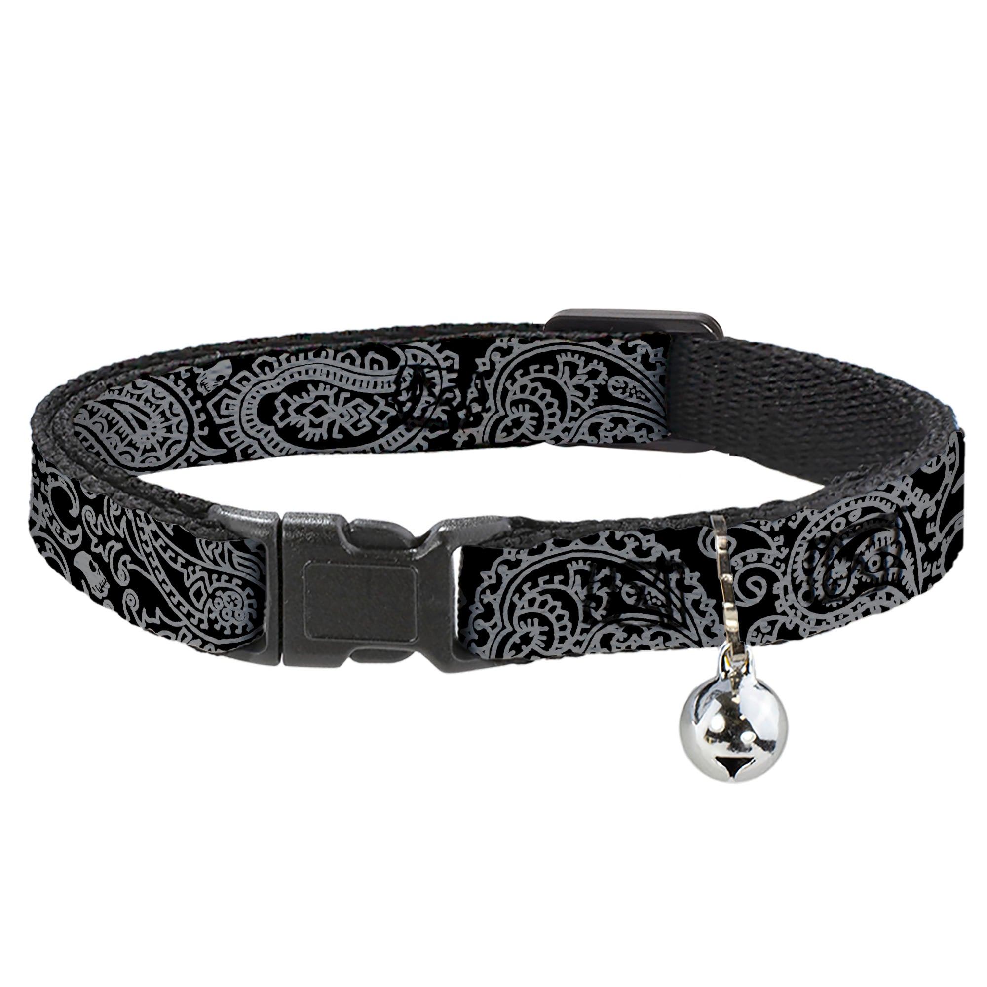 Cat Collar Breakaway - Bandana Skulls Black Silver Breakaway Cat Collars Buckle-Down