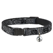 Cat Collar Breakaway - Bandana Skulls Silver Black Breakaway Cat Collars Buckle-Down