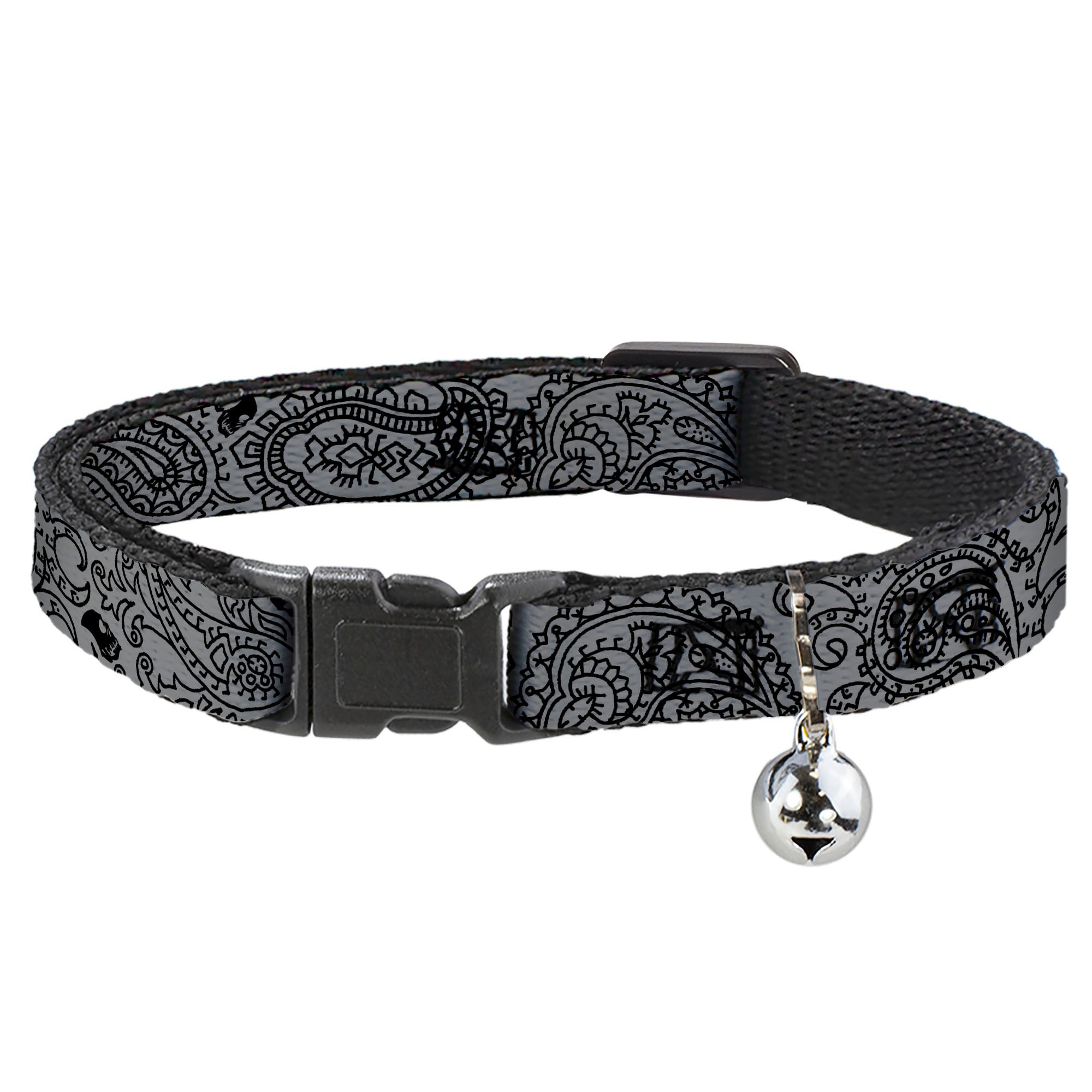 Cat Collar Breakaway - Bandana Skulls Silver Black Breakaway Cat Collars Buckle-Down