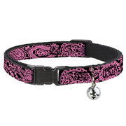 Cat Collar Breakaway - Bandana Skulls Black Pink Breakaway Cat Collars Buckle-Down