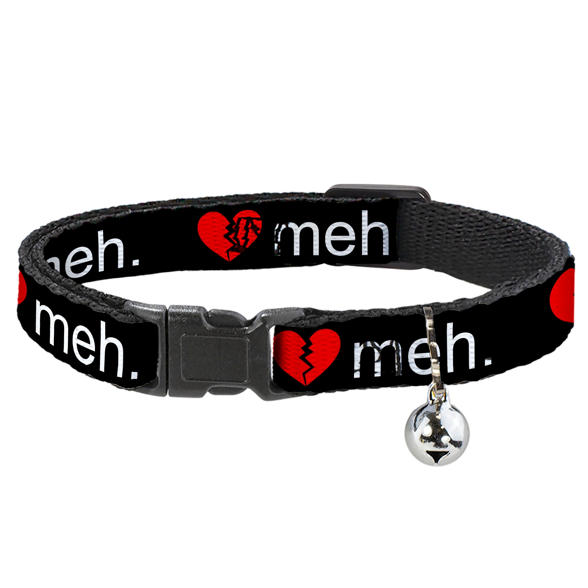 Cat Collar Breakaway - Broken Heart MEH Black Red White Breakaway Cat Collars Buckle-Down