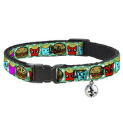 Cat Collar Breakaway - Burger & Fries Cartoon Straight Green Tablecloth Breakaway Cat Collars Buckle-Down