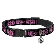 Cat Collar Breakaway - BD Skulls w Wings Black Pink Breakaway Cat Collars Buckle-Down