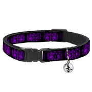 Cat Collar Breakaway - BD Skulls w Wings Black Purple Breakaway Cat Collars Buckle-Down