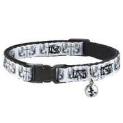 Cat Collar Breakaway - BD Skulls w Wings White Black Breakaway Cat Collars Buckle-Down