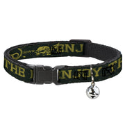 Cat Collar Breakaway - BD Winged Skull ENJOY THE RIDE Olive Lime Green Breakaway Cat Collars Buckle-Down