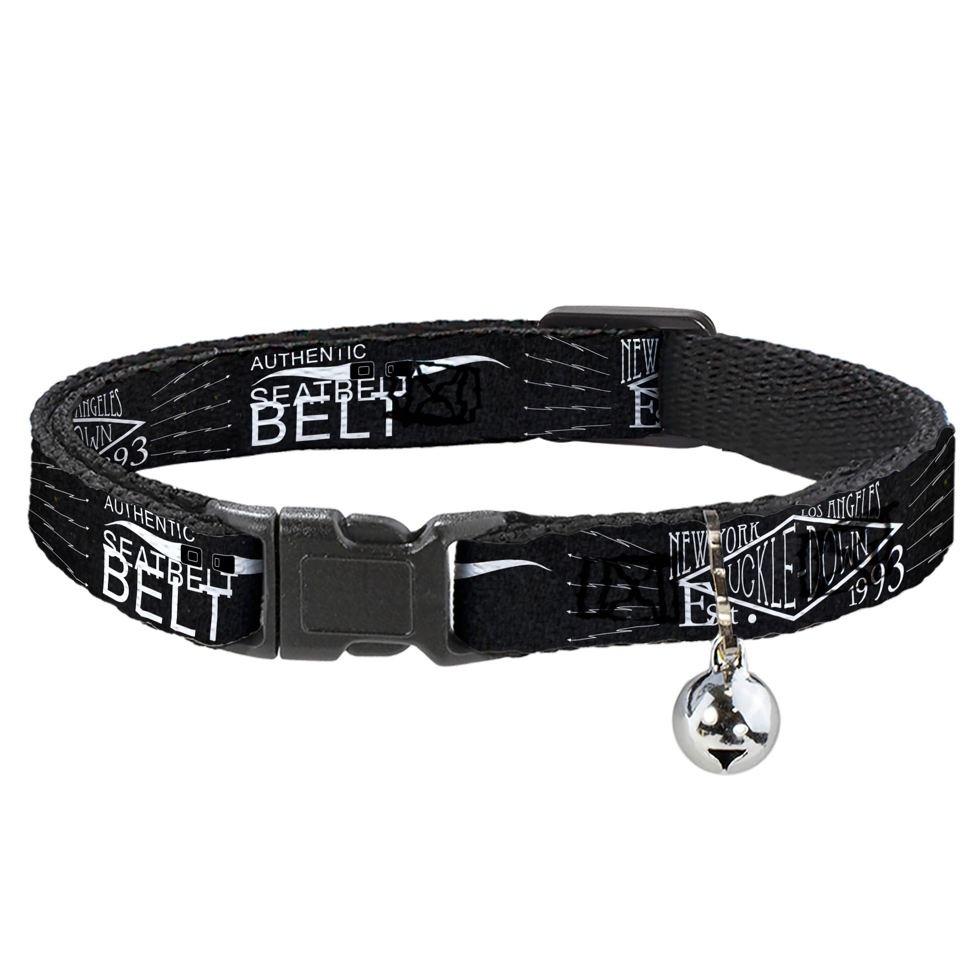 Cat Collar Breakaway - BD AUTHENTIC SEATBELT BELT NY-LA Black White Breakaway Cat Collars Buckle-Down