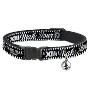 Cat Collar Breakaway - BD Skull MAKE YOUR FATE Black White Breakaway Cat Collars Buckle-Down