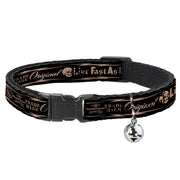 Cat Collar Breakaway - BD Skull LIVE FAST AS LIGHTNING Black Light Orange Breakaway Cat Collars Buckle-Down