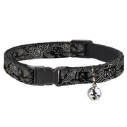 Cat Collar Breakaway - BD Logo Scattered Black Gray Breakaway Cat Collars Buckle-Down