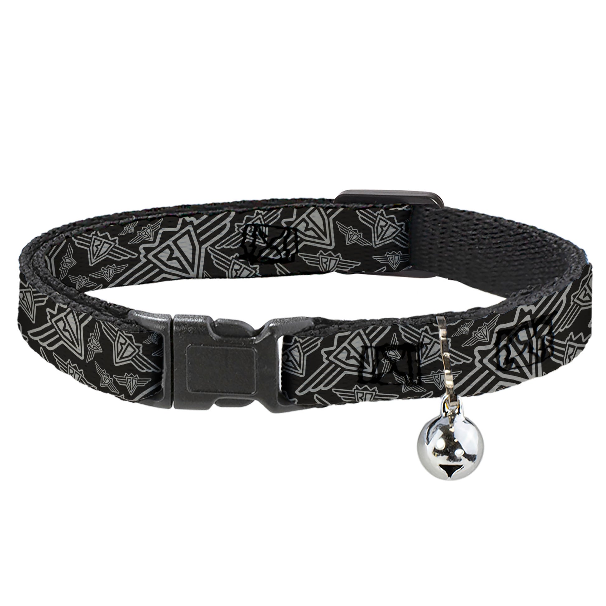 Cat Collar Breakaway - BD Logo Scattered Black Gray Breakaway Cat Collars Buckle-Down