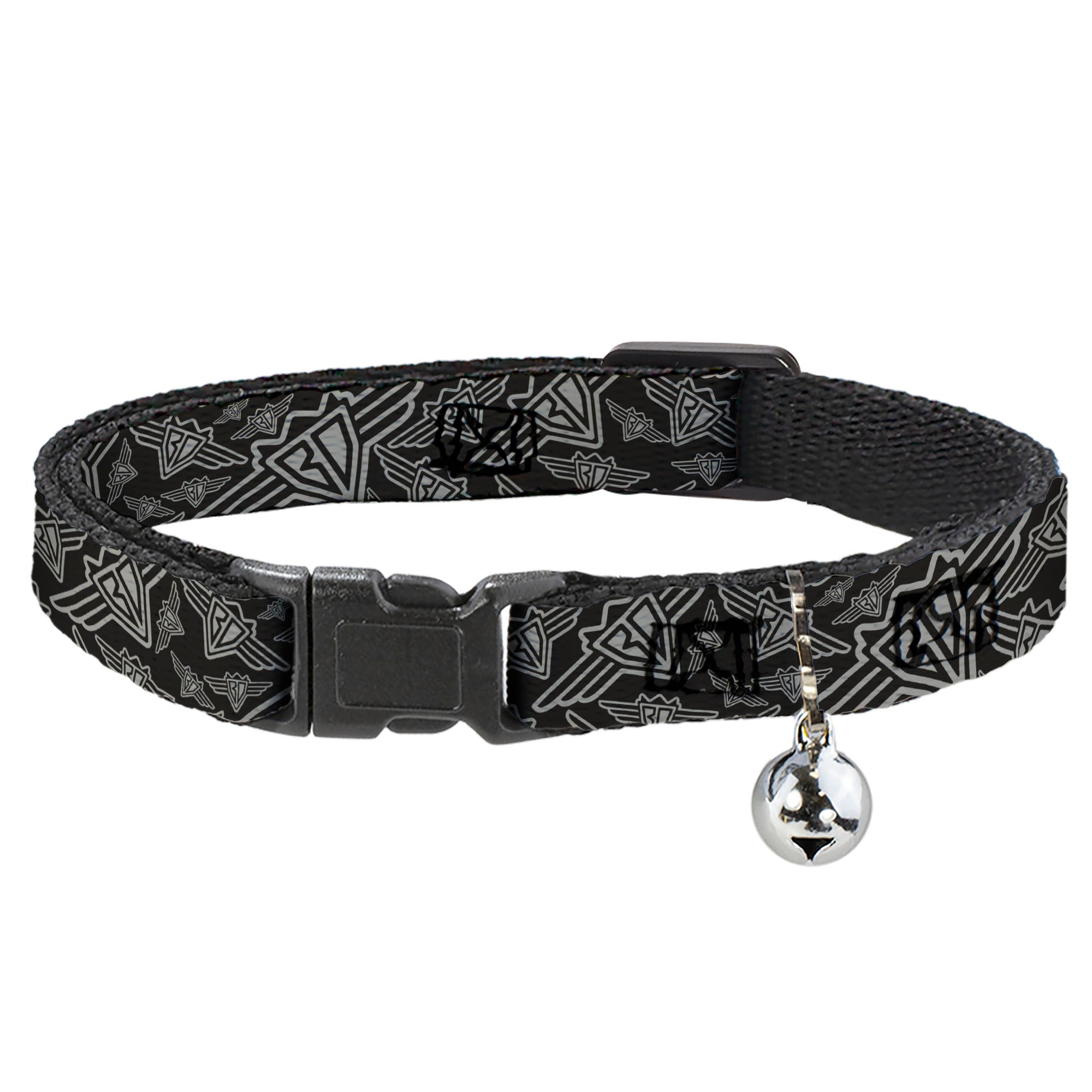 Cat Collar Breakaway - BD Logo Scattered Black Gray Breakaway Cat Collars Buckle-Down