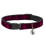 Cat Collar Breakaway - BD Logo Scattered Black Fuchsia Breakaway Cat Collars Buckle-Down
