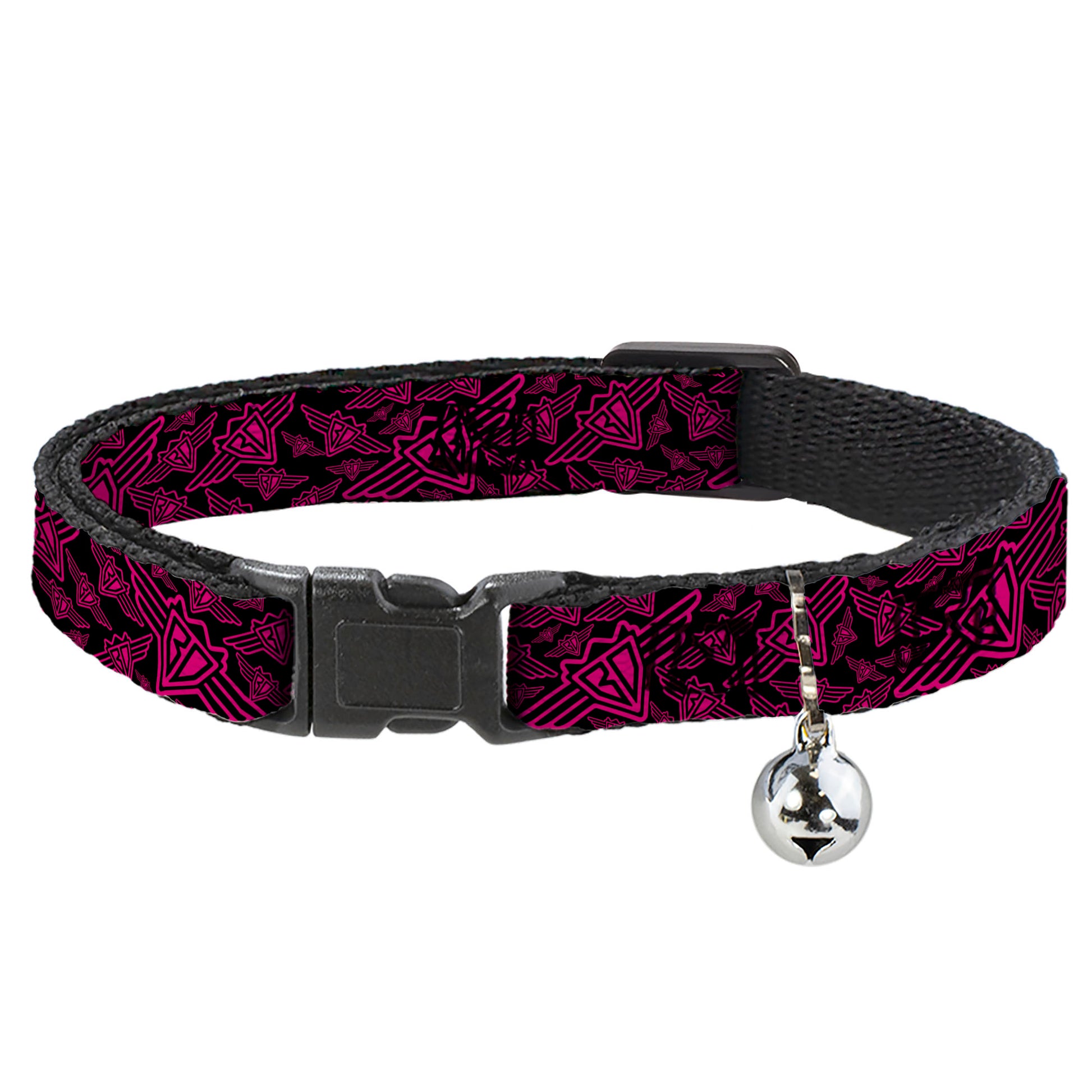 Cat Collar Breakaway - BD Logo Scattered Black Fuchsia Breakaway Cat Collars Buckle-Down