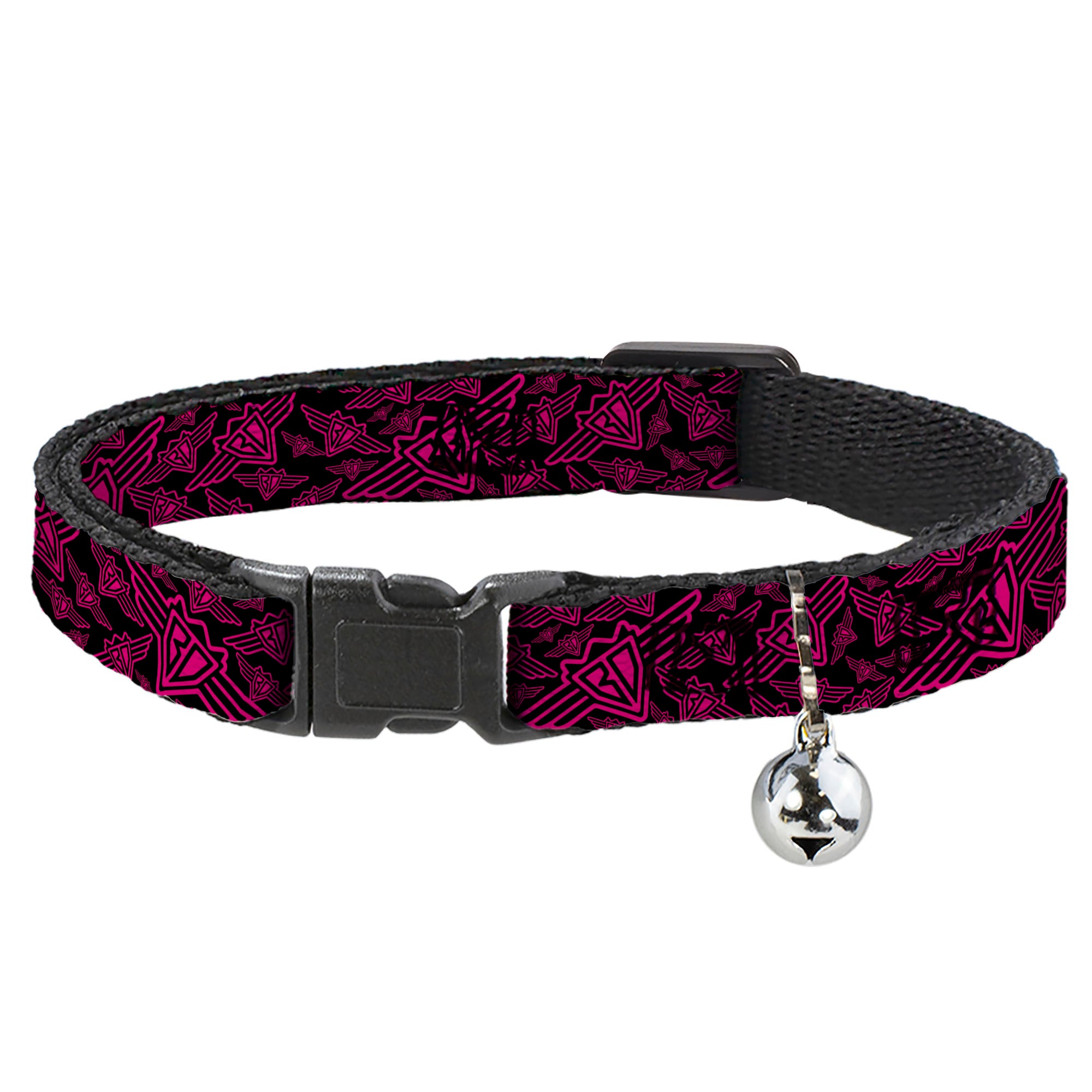Cat Collar Breakaway - BD Logo Scattered Black Fuchsia Breakaway Cat Collars Buckle-Down