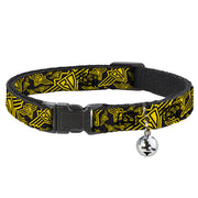 Cat Collar Breakaway - BD Logo Scattered Black Yellow Breakaway Cat Collars Buckle-Down