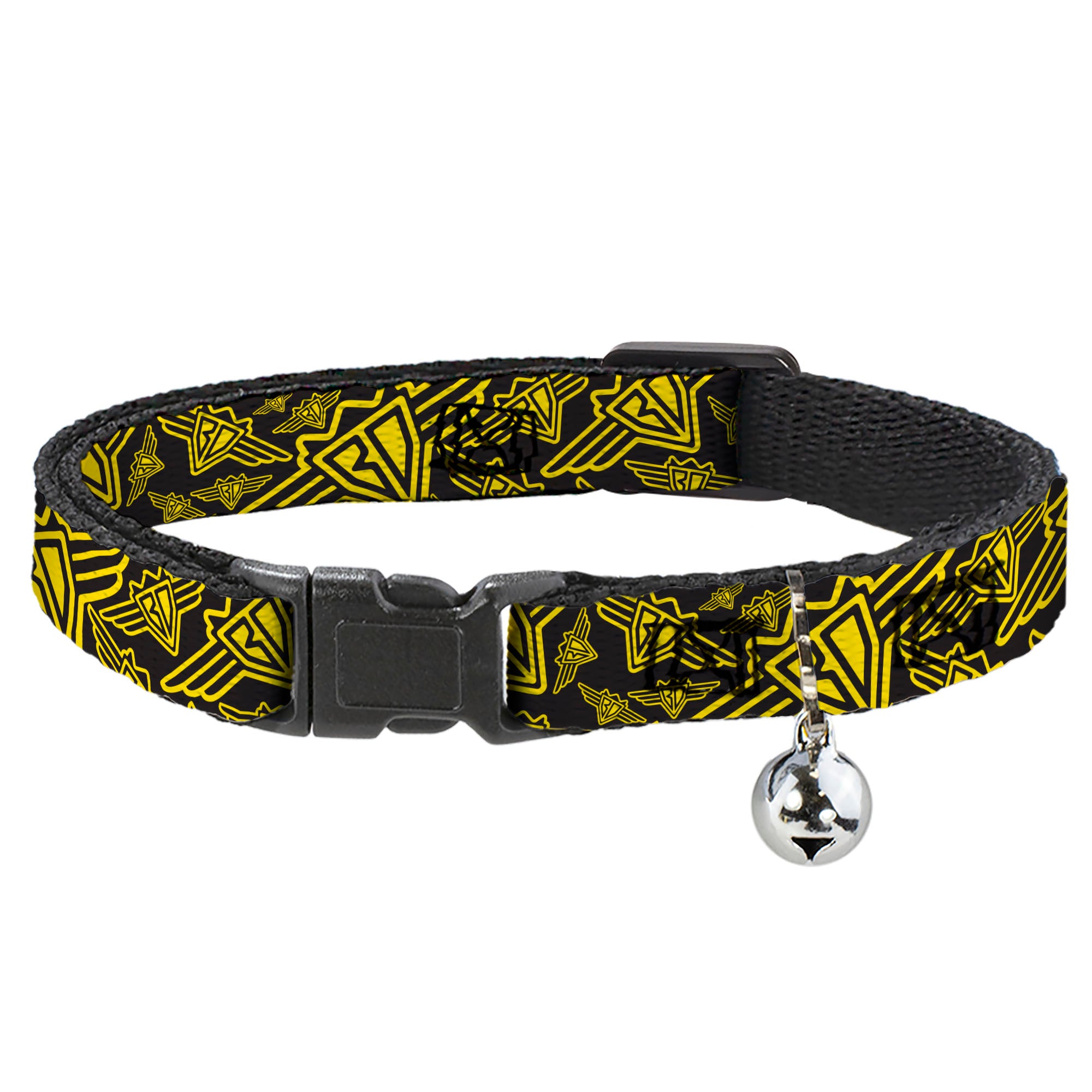 Cat Collar Breakaway - BD Logo Scattered Black Yellow Breakaway Cat Collars Buckle-Down