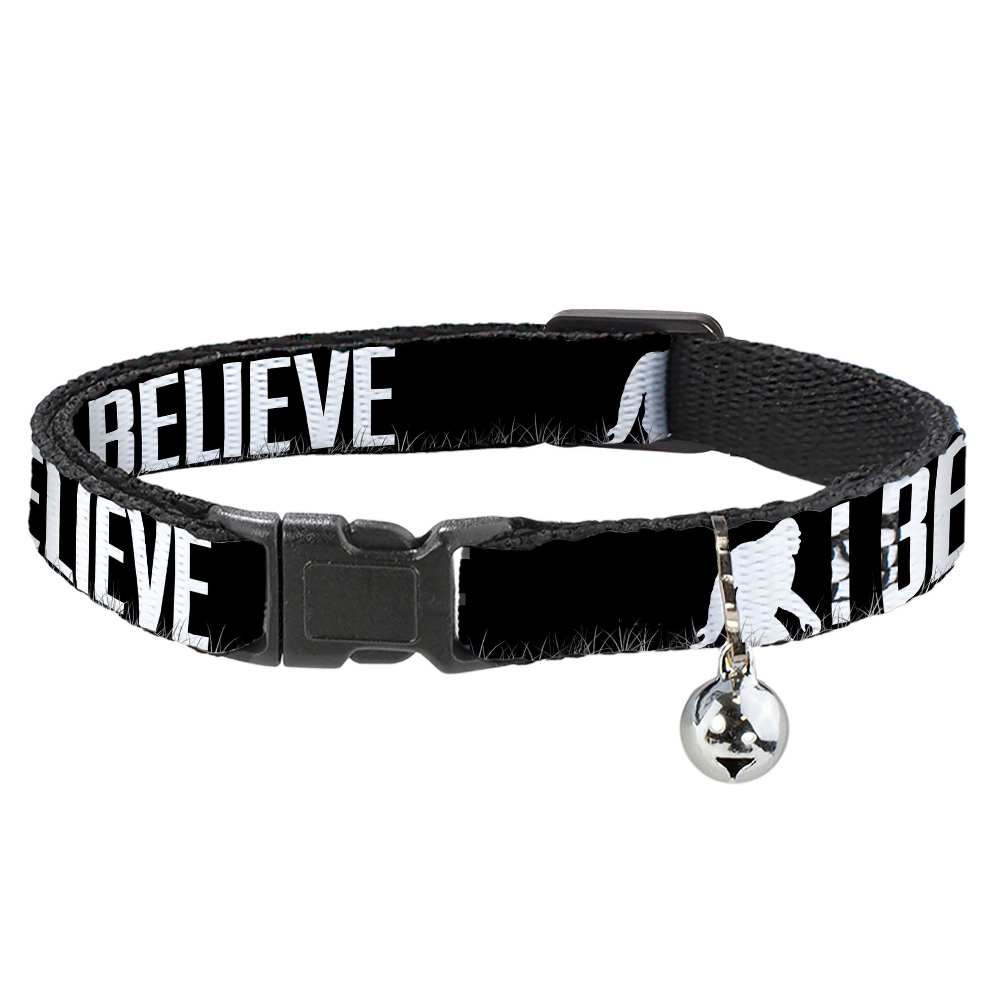 Cat Collar Breakaway - Bigfoot Silhouette I BELIEVE Black Gray White Breakaway Cat Collars Buckle-Down