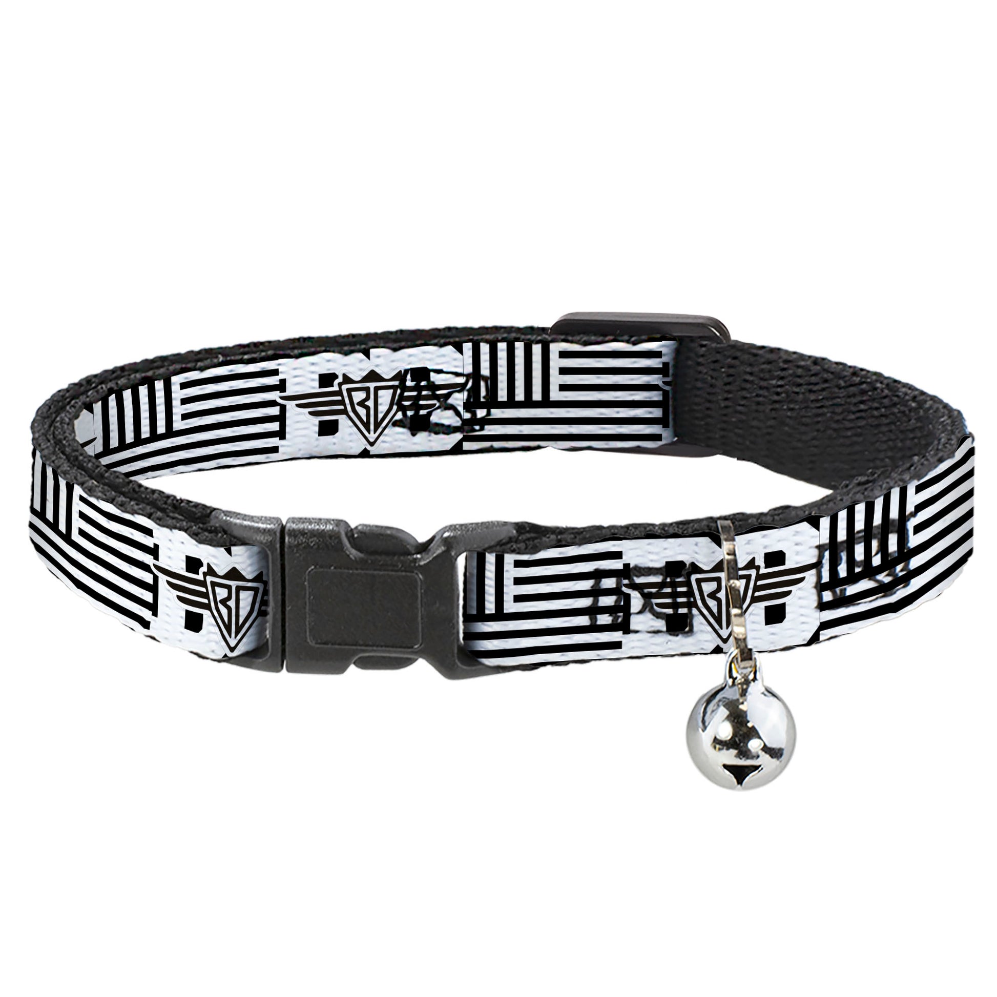 Cat Collar Breakaway - BD Logo American Stripe Flag White Black Breakaway Cat Collars Buckle-Down