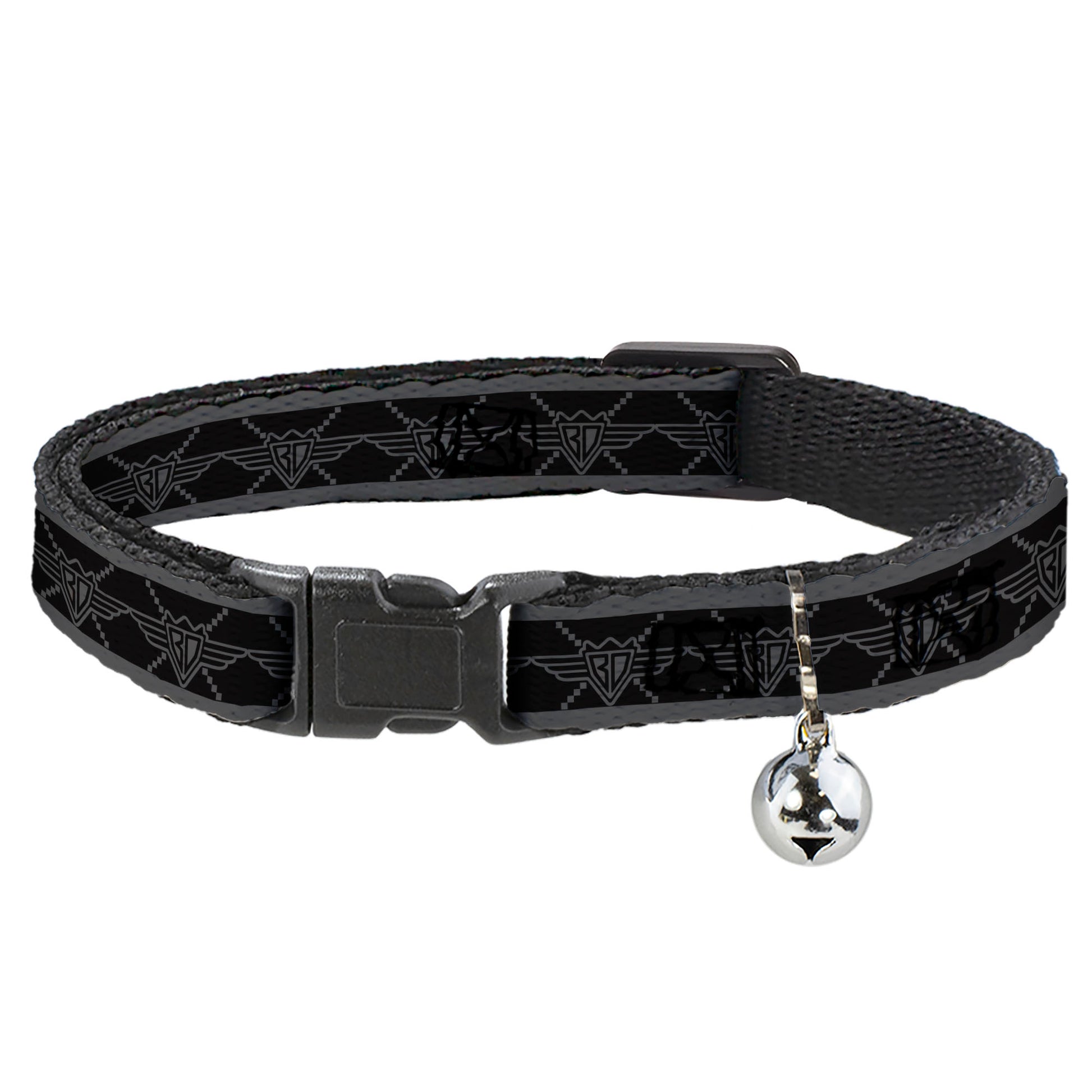 Cat Collar Breakaway - BD Monogram2 Black Gray Breakaway Cat Collars Buckle-Down