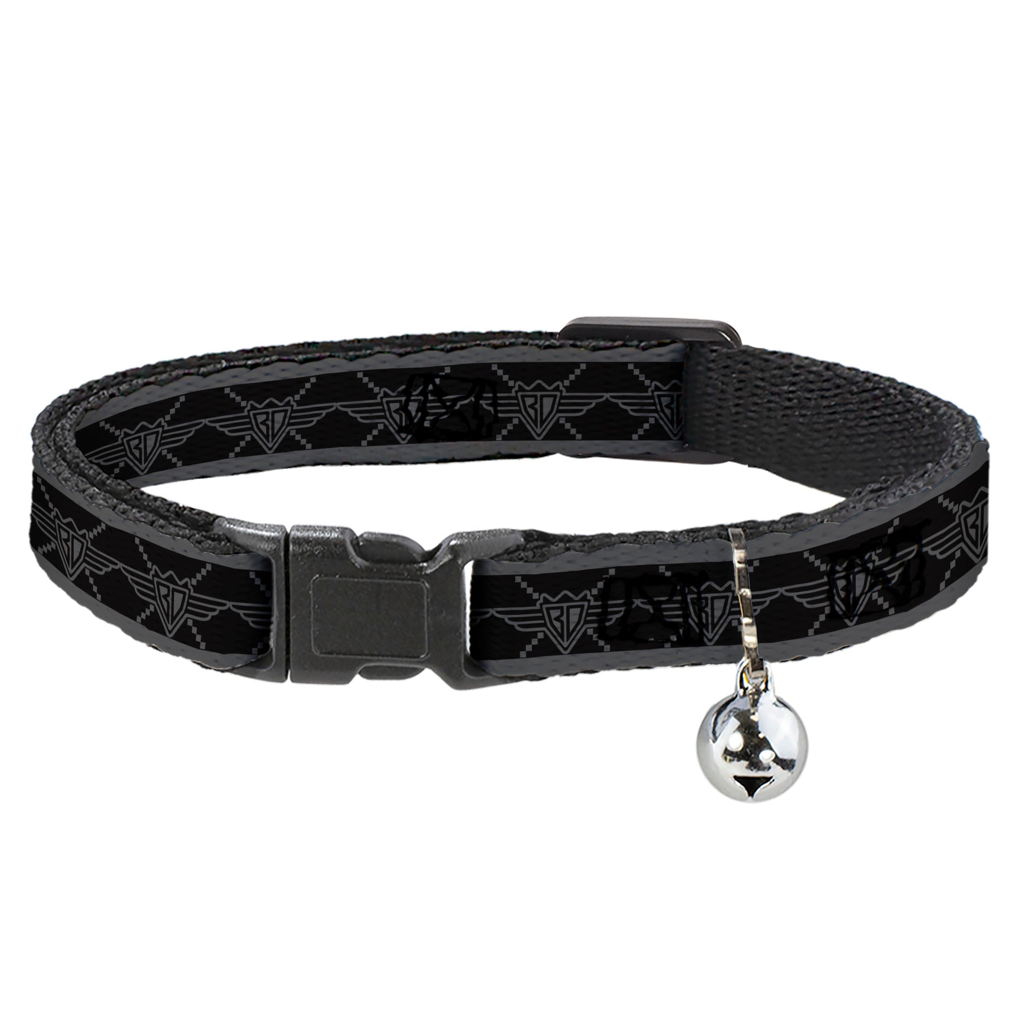 Cat Collar Breakaway - BD Monogram2 Black Gray Breakaway Cat Collars Buckle-Down