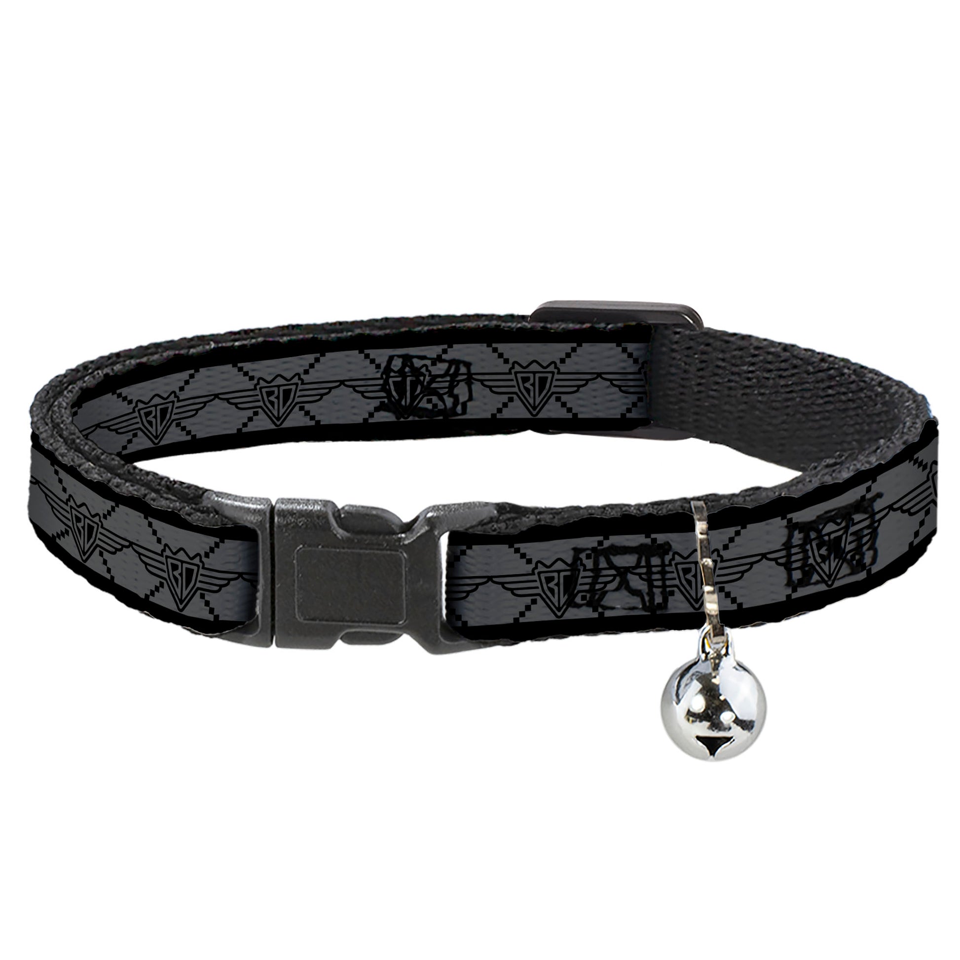 Cat Collar Breakaway - BD Monogram2 Gray Black Breakaway Cat Collars Buckle-Down