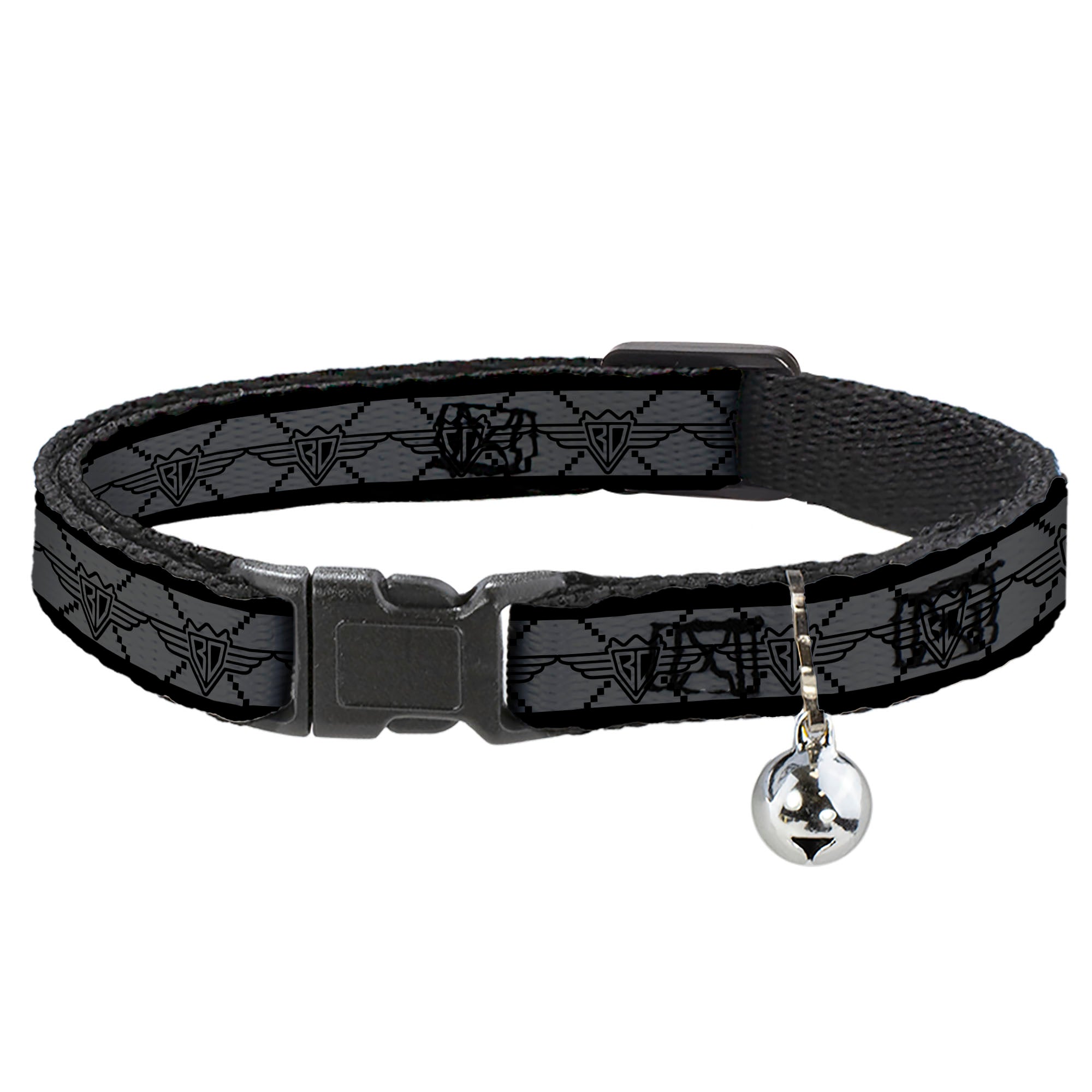 Cat Collar Breakaway - BD Monogram2 Gray Black Breakaway Cat Collars Buckle-Down