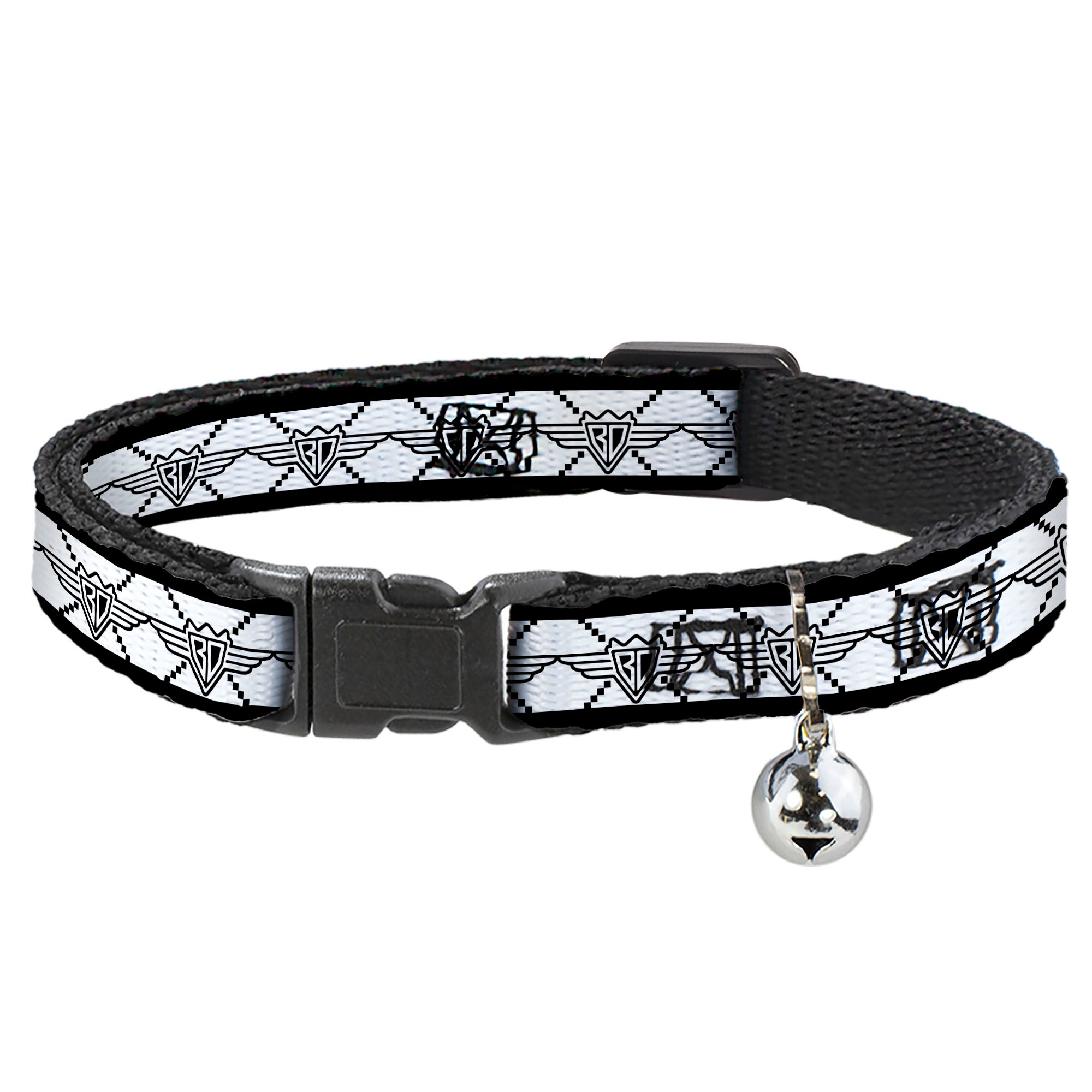 Cat Collar Breakaway - BD Monogram2 White Black Breakaway Cat Collars Buckle-Down