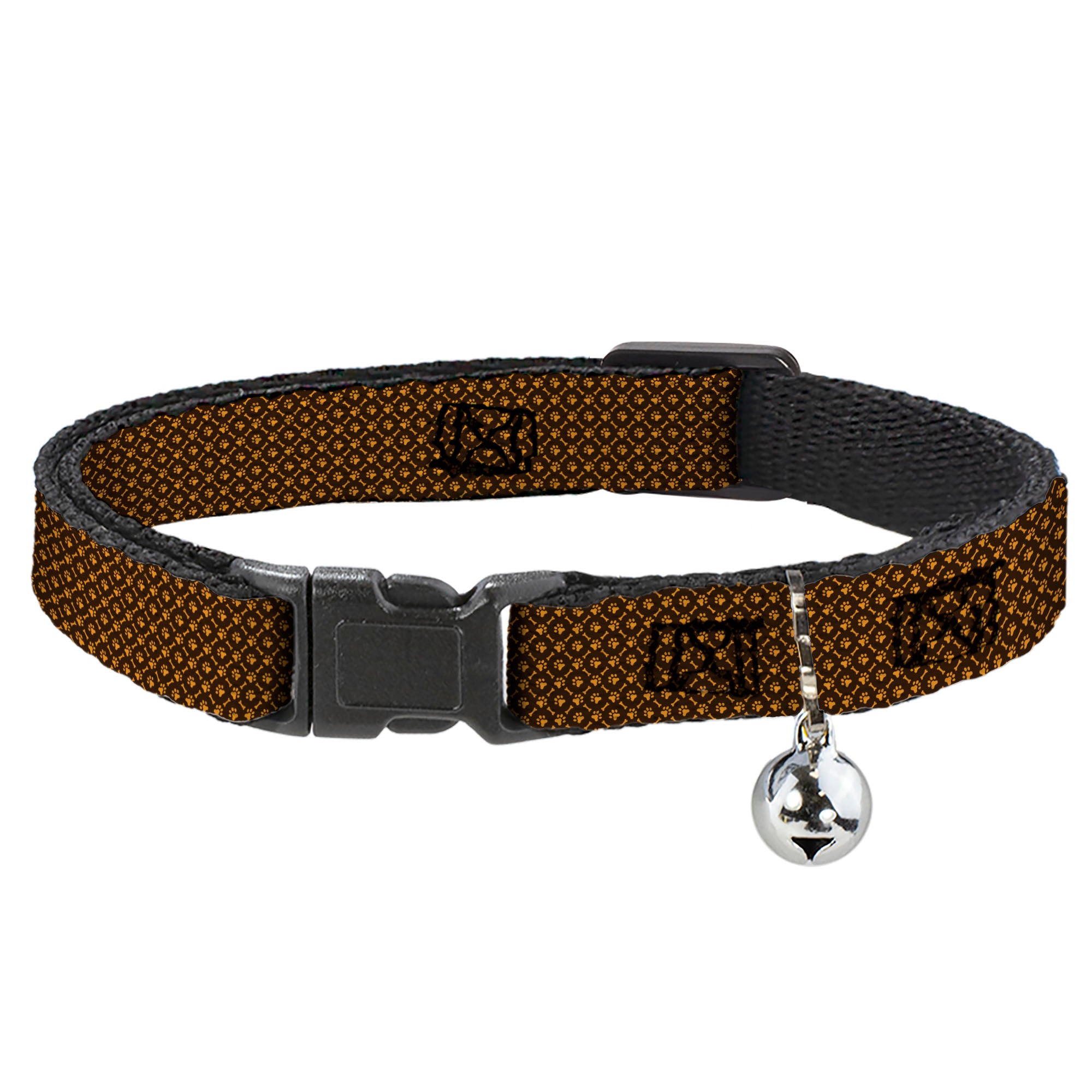 Cat Collar Breakaway - Bone & Paw Monogram Brown Orange Breakaway Cat Collars Buckle-Down