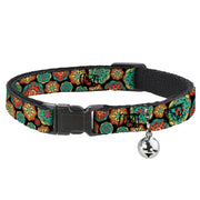 Cat Collar Breakaway - Boho Mandala Black Yellow Turquoise Orange Breakaway Cat Collars Buckle-Down