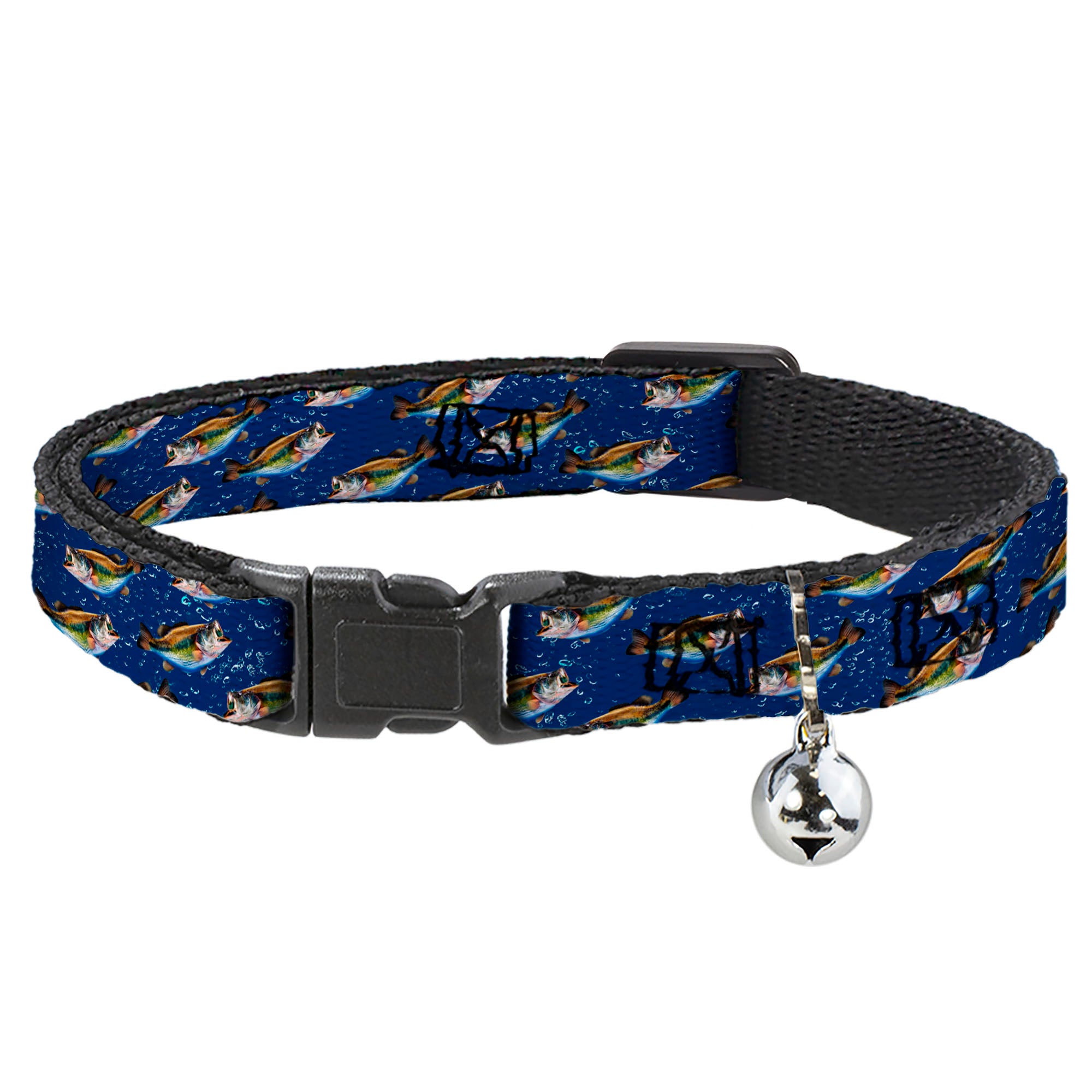 Cat Collar Breakaway - Bass Fish Water Bubbles Breakaway Cat Collars Buckle-Down