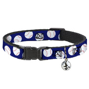 Cat Collar Breakaway - Baseballs Scattered Blue Breakaway Cat Collars Buckle-Down