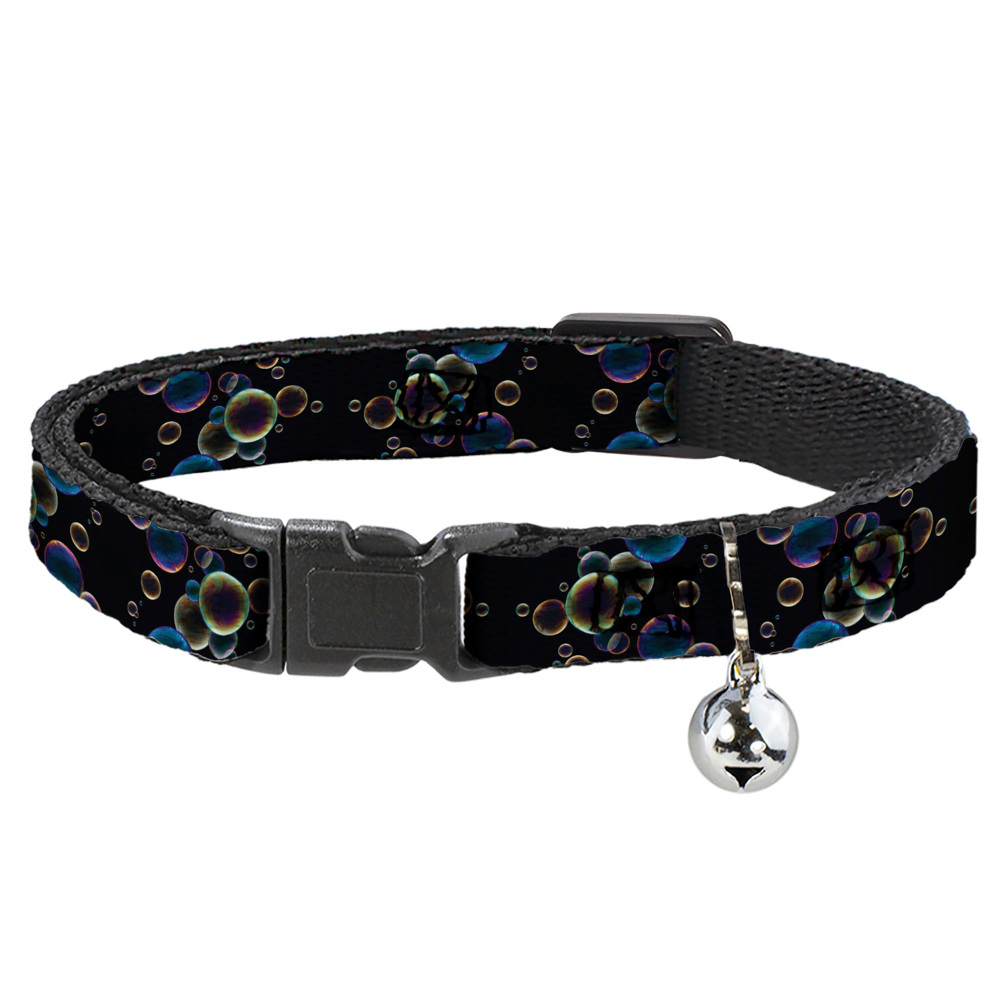 Cat Collar Breakaway - Bubbles Black Iridescent Multi Color Breakaway Cat Collars Buckle-Down