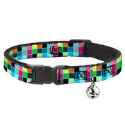Cat Collar Breakaway - Checker Bright Pastel w Outline Breakaway Cat Collars Buckle-Down