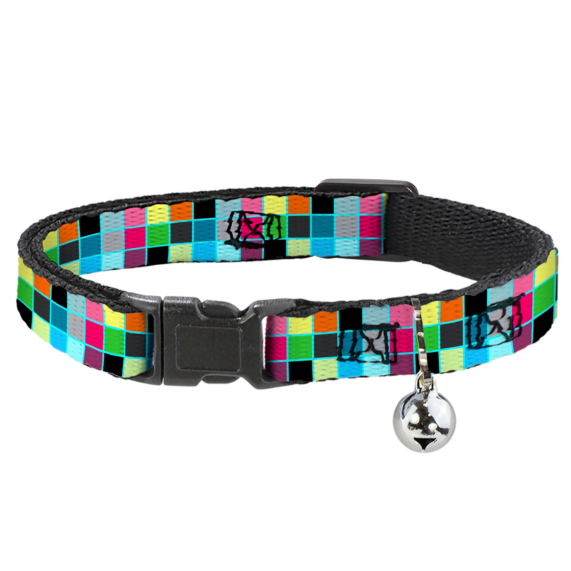 Cat Collar Breakaway - Checker Bright Pastel w Outline Breakaway Cat Collars Buckle-Down