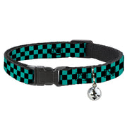 Cat Collar Breakaway - Checker Black Teal Breakaway Cat Collars Buckle-Down