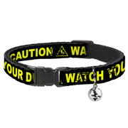 Cat Collar Breakaway - CAUTION WATCH YOUR DUBSTEP Black Yellow Breakaway Cat Collars Buckle-Down