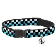 Cat Collar Breakaway - Checker Black Ombre Turquoise Breakaway Cat Collars Buckle-Down