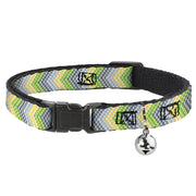 Cat Collar Breakaway - Chevron Weave Grays Yellow Green Breakaway Cat Collars Buckle-Down