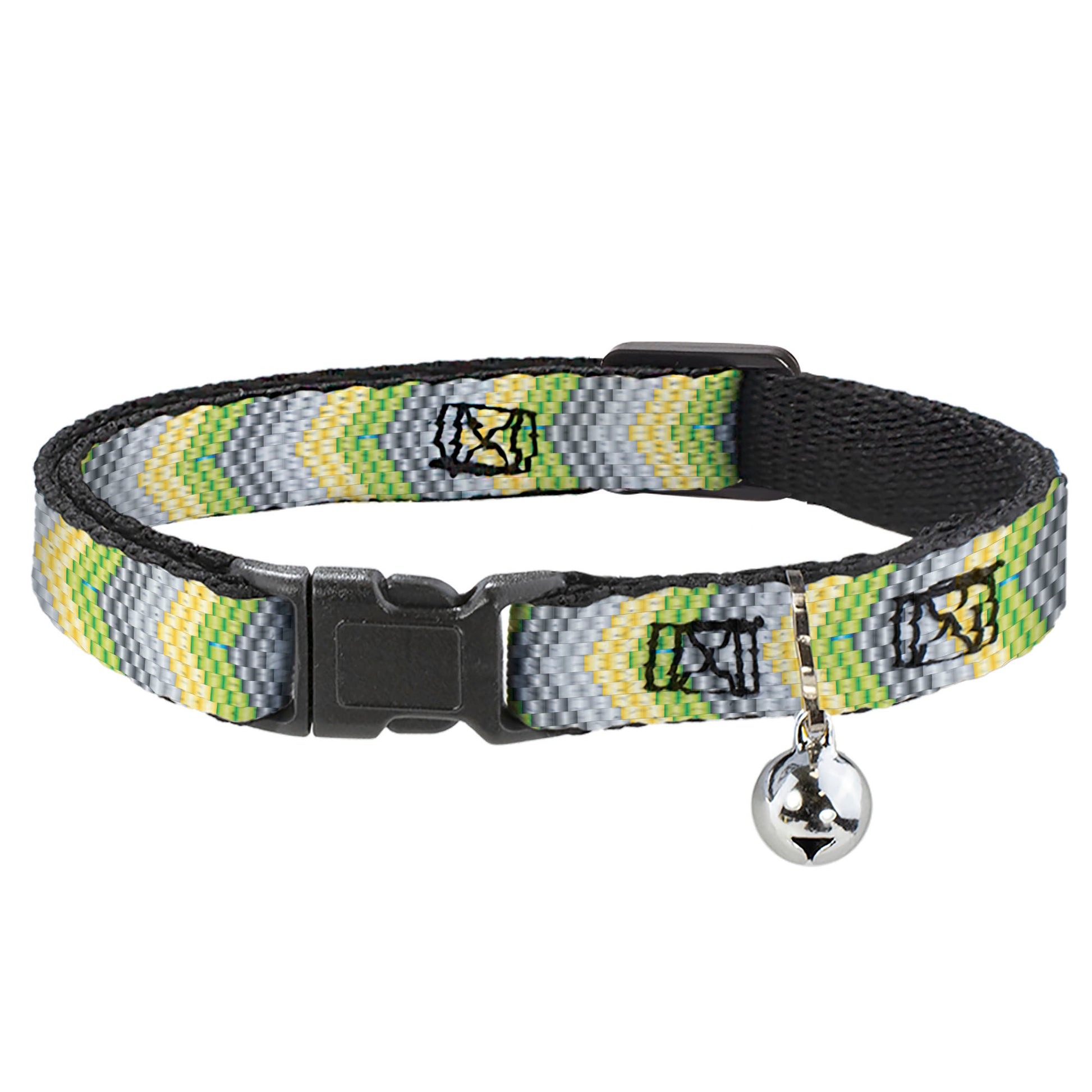 Cat Collar Breakaway - Chevron Weave Grays Yellow Green Breakaway Cat Collars Buckle-Down
