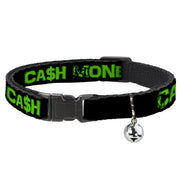 Cat Collar Breakaway - CA$H MONEY Black Green Breakaway Cat Collars Buckle-Down
