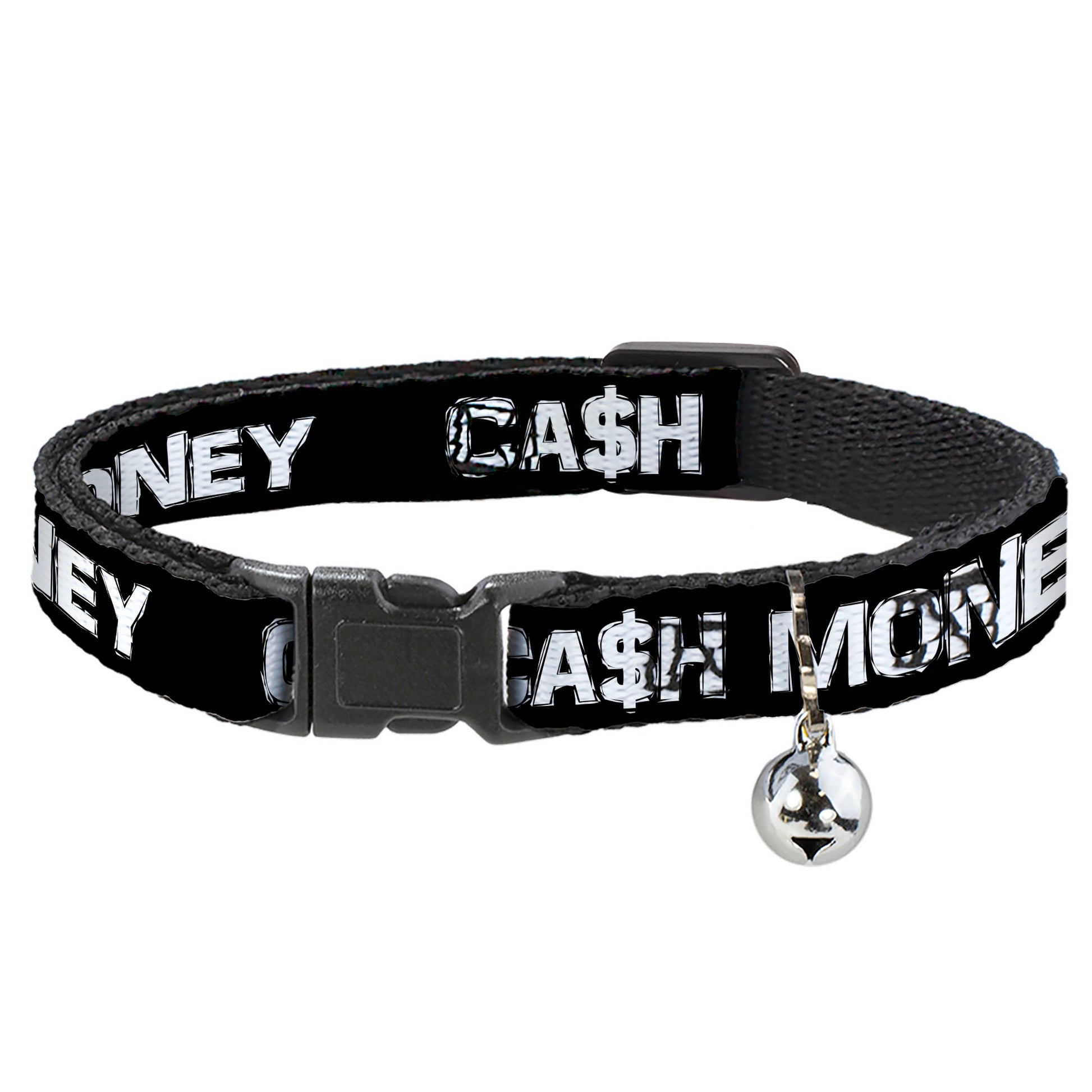 Cat Collar Breakaway - CA$H MONEY Black White Breakaway Cat Collars Buckle-Down