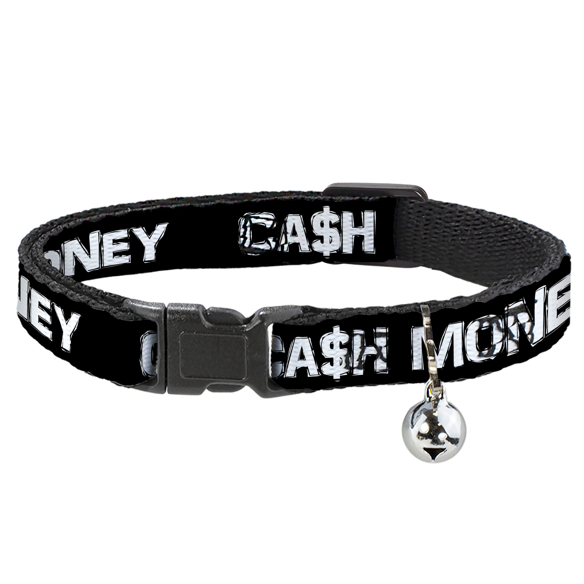 Cat Collar Breakaway - CA$H MONEY Black White Breakaway Cat Collars Buckle-Down