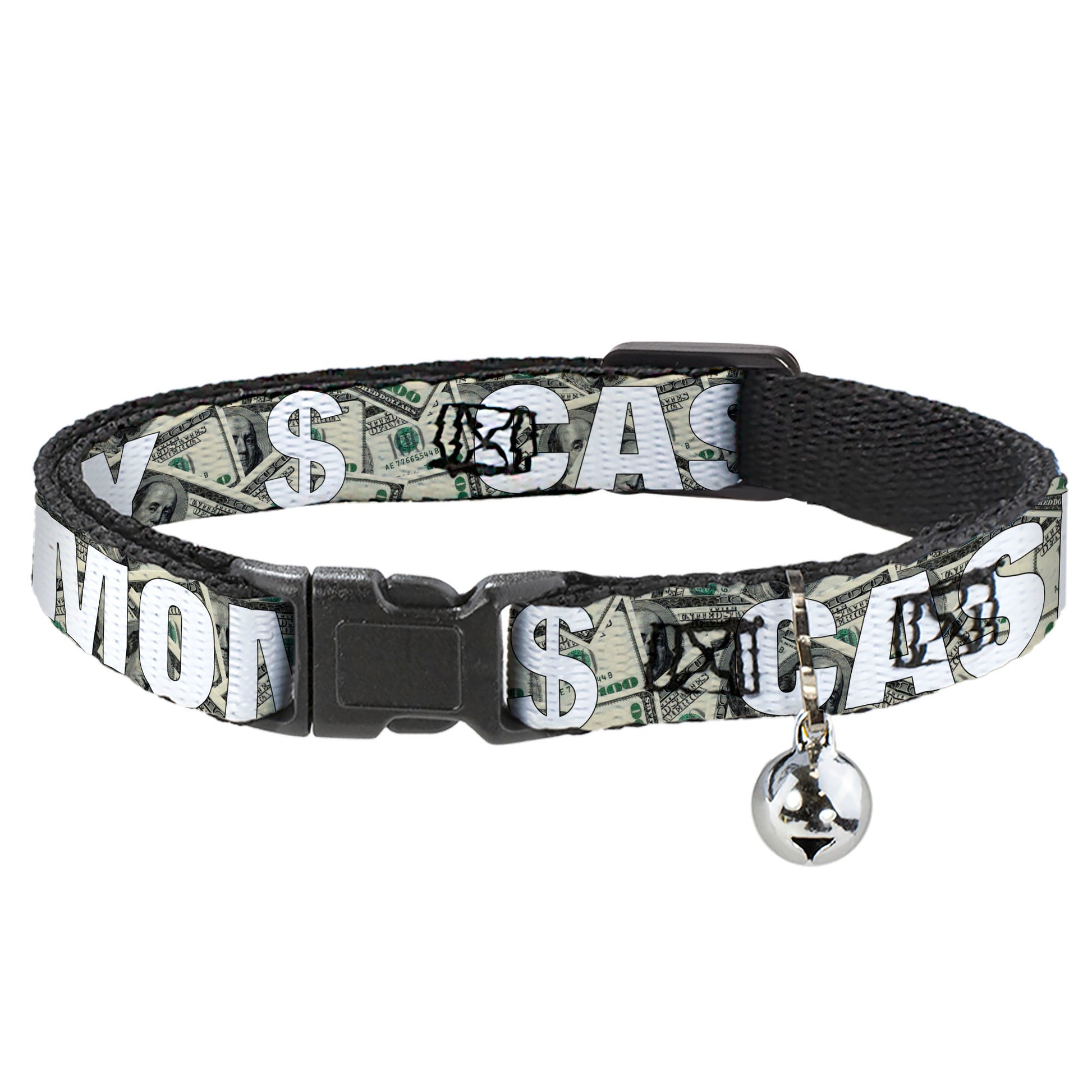 Cat Collar Breakaway - CASH MONEY $ Dollars White Breakaway Cat Collars Buckle-Down