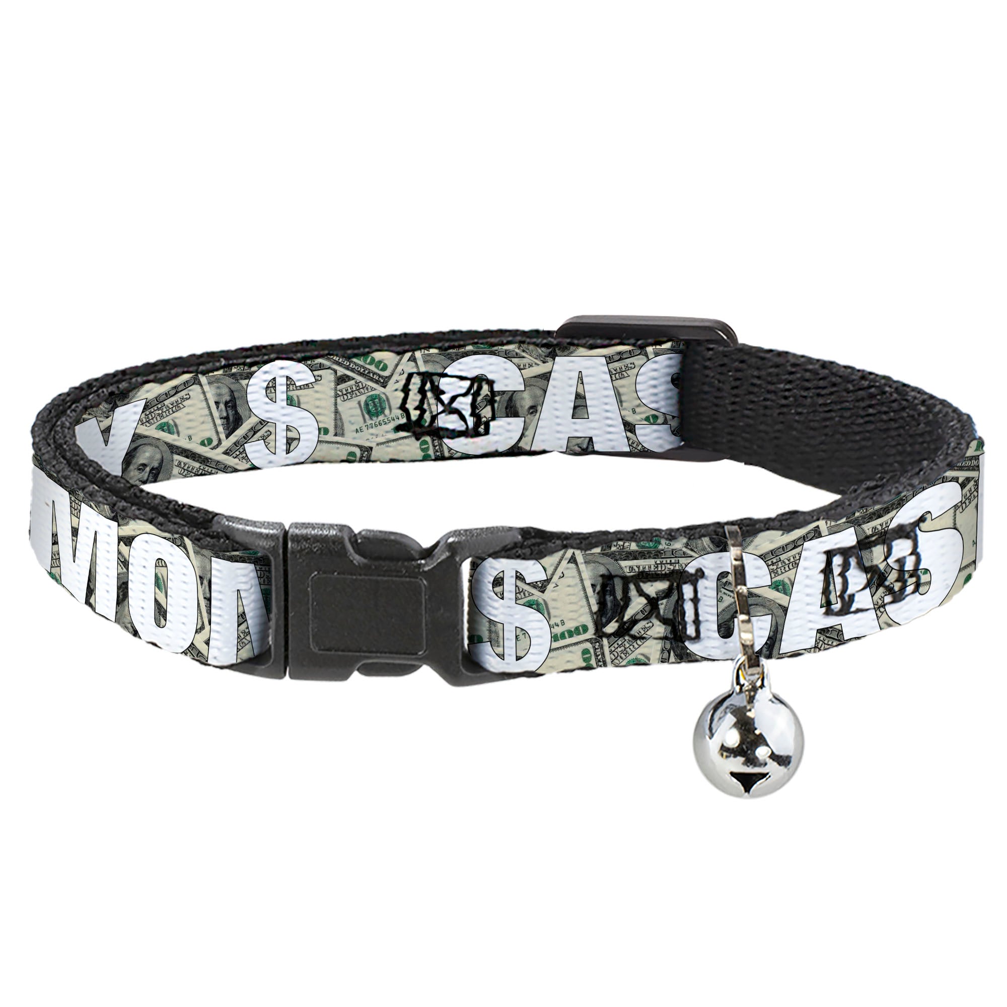 Cat Collar Breakaway - CASH MONEY $ Dollars White Breakaway Cat Collars Buckle-Down