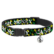 Cat Collar Breakaway - CASH MONEY w $$$ Black White Yellow Green Breakaway Cat Collars Buckle-Down
