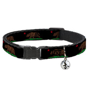 Cat Collar Breakaway - California Flag Bear Black Breakaway Cat Collars Buckle-Down