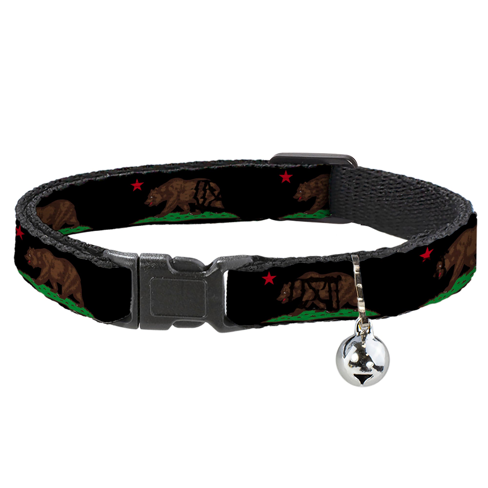 Cat Collar Breakaway - California Flag Bear Black Breakaway Cat Collars Buckle-Down