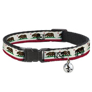 Cat Collar Breakaway - California Flag Bear Weathered White Breakaway Cat Collars Buckle-Down