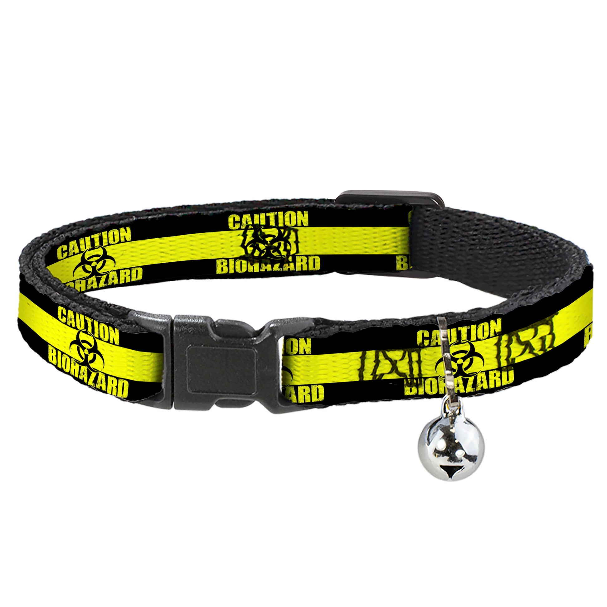 Cat Collar Breakaway - CAUTION BIOHAZARD Black Yellow Breakaway Cat Collars Buckle-Down
